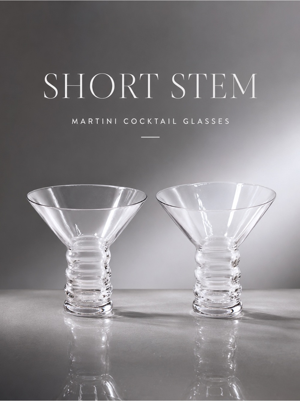 Short Stem Martini Cocktail Glasses Set of 2 – 6 oz